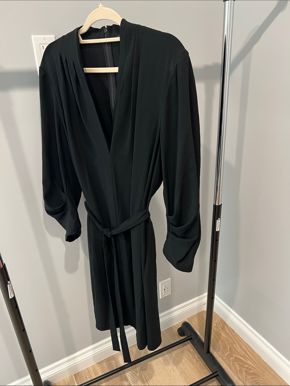 Kobi Halperin Black Wrap Robe with Tie Waist